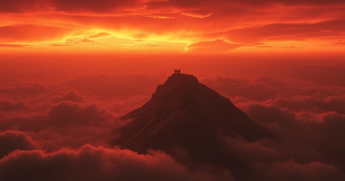 Mountaintop beneath a dramatic sky representing the Watchers' oath and descent upon Mount Hermon
