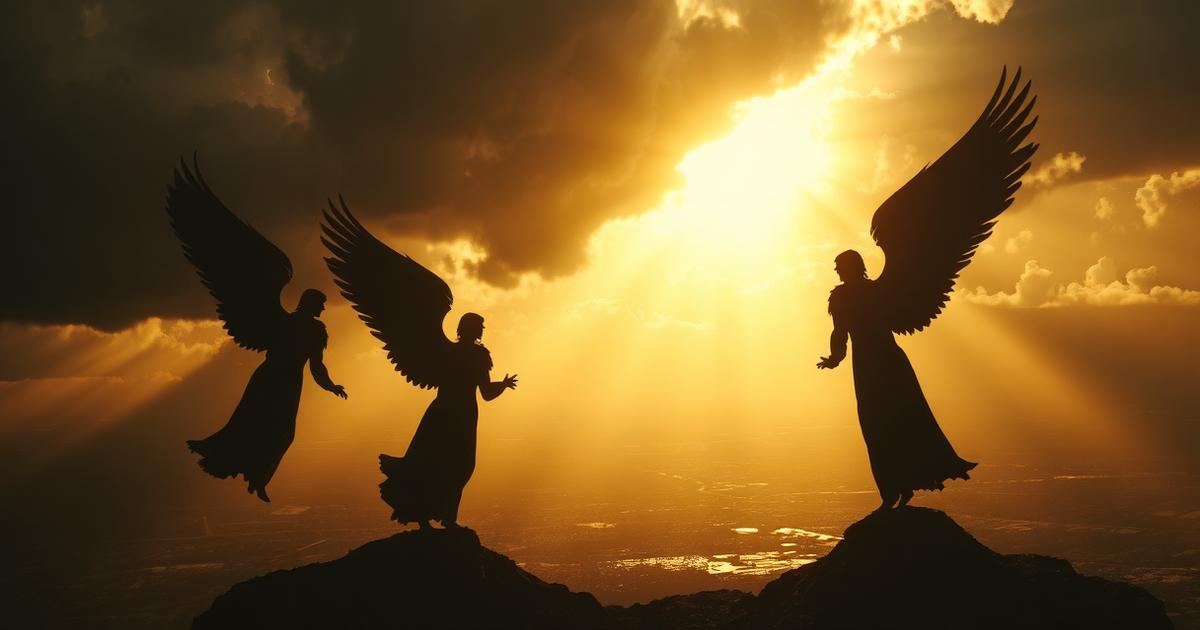 Light breaking through storm clouds representing the archangels witnessing suffering on Earth